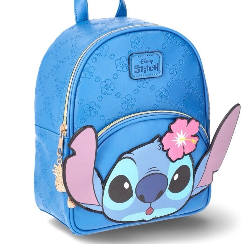 Disney Stitch Mini Backpack in Bright Blue with Pink Accent